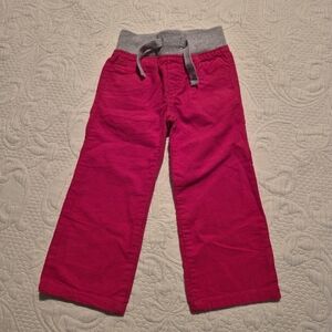 Crazy 8 boys size 2T pull on red with gray corduroy pants with drawstring EUC